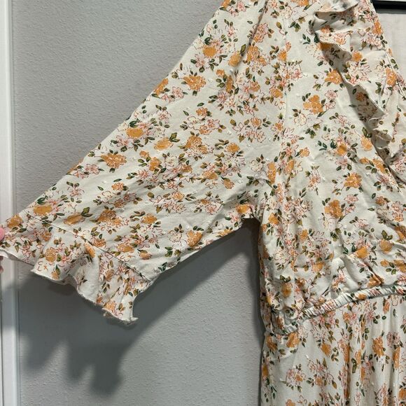 Auguste Womens Dress 8 Wrap Dress Floral Flutter Sleeve Empire Waist Swiss Dot - Picture 6 of 15
